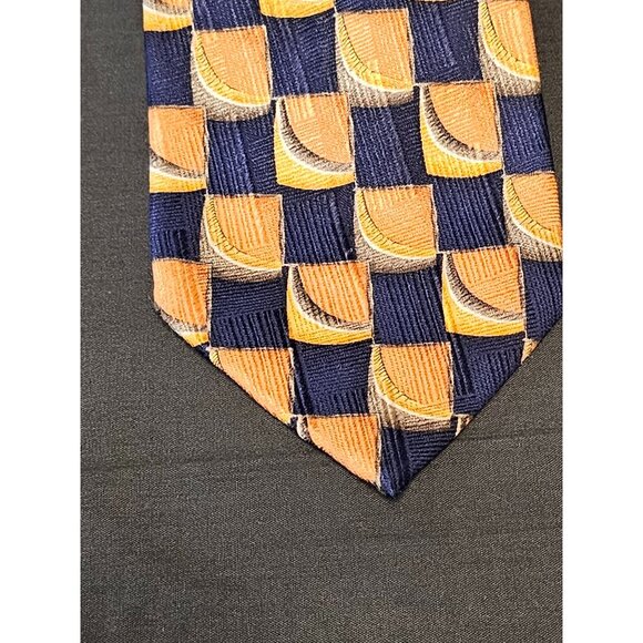 Vintage Handcrafted J.Z. Richards Silk Tie Nordstrom Blue & Orange Geometric Des - Picture 3 of 13